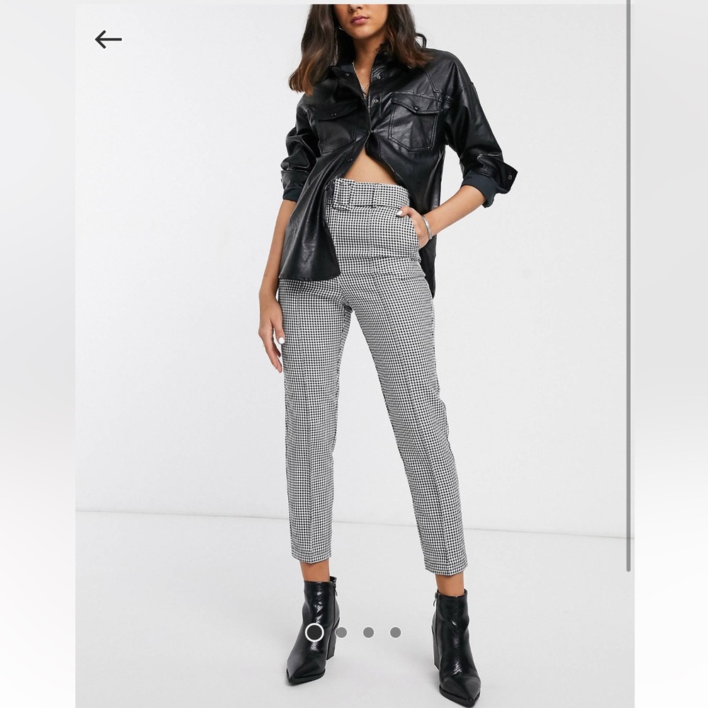 ASOS Belted Slim Black and White Gingham Check Pants